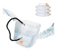 Relaxdays Jerrican d’Eau Pliable, en Lot de 4, 20 litres, avec Robinet, sans BPA, Anse et poignée, Transparent/Orange