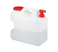 Relaxdays Jerricane d’Eau avec Robinet, Couvercle à Visser, bidon à Eau de Camping, 20 L, sans BPA, Blanc-Rouge