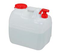 Relaxdays Jerricane d’Eau avec Robinet, Couvercle à Visser, bidon à Eau de Camping, 23 L, sans BPA, Blanc-Rouge