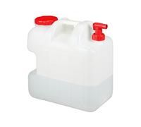 Relaxdays Jerricane d’eau avec robinet, couvercle à visser, bidon à eau de camping, 25 L, Sans BPA, blanc-rouge