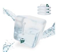 Relaxdays Jerricans carrés pliants en Lot de 4, 20 litres, Contenant à Eau, avec Robinet, sans BPA, Transparent
