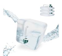 Relaxdays Jerricans carrés pliants en Lot de 4, 10 litres, Contenant à Eau, avec Robinet, sans BPA, Transparent