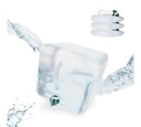 Relaxdays Jerricans carrés pliants en Lot de 4, 15 litres, Contenant à Eau, avec Robinet, sans BPA, Transparent