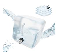 Relaxdays Jerricans carrés pliants en Lot de 4, Contenant à Eau, avec Robinet, sans BPA, 15 litres, Transparent