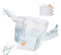 Relaxdays Jerricans carrés pliants en Lot de 4, Contenant à Eau, avec Robinet, sans BPA, 20 litres, Transparent