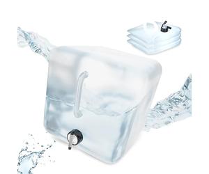 Relaxdays Jerricans carrés pliants en Lot de 4, Contenant à Eau, avec Robinet, sans BPA, 20 litres, Transparent