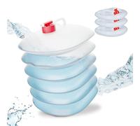 Relaxdays Jerricans carrés pliants en Lot de 4, Contenant à Eau, Robinet, sans BPA, 10 litres, Rouge/Transparent