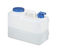 Relaxdays Jerrycan jerricane bidon d’Eau réservoir 15 L Robinet Bouchon sans BPA Camping Voiture Festival, Blanc/Transparent, 15 Liter