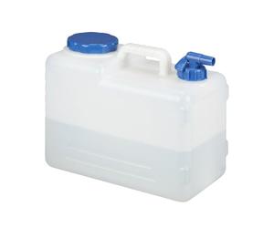 Relaxdays Jerrycan jerricane bidon d’Eau réservoir 15 L Robinet Bouchon sans BPA Camping Voiture Festival, Blanc/Transparent, 15 Liter