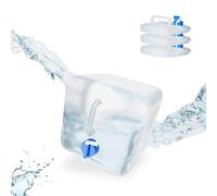 Relaxdays Jerrycan pliable carré lot de 4 pour camping, vacances jerricane alimentaire bidon à eau 5 L sans BPA