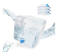 Relaxdays Jerrycan Pliable Lot de 4 pour Camping, Vacances jerricane Alimentaire bidon à Eau 20 L sans BPA, Transparent