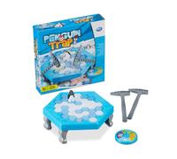 Relaxdays Jeu d’adresse : qui fera tomber le pingouin ? amusant familial 2 à 4 joueurs dés 3 ans bleu et blanc
