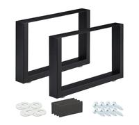 Relaxdays Pieds de Table Jeu de 2,BxH: 64x40 cm; Supports métalliques, Table Basse, Style Industriel, Noirs