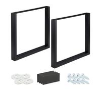 Relaxdays Pieds de Table Jeu de 2, BxH: 80x72 cm; Supports métalliques, Table Basse, Style Industriel, Noirs