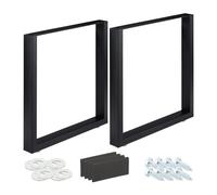 Relaxdays Pieds de Table Jeu de 2, BxH: 70x72 cm; Supports métalliques, Table Basse, Style Industriel, Noirs