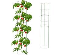 Relaxdays Support pour Plantes grimpantes, Lot de 2, Jardin et Balcon, 150 cm, 5 Anneaux, Fer et Plastique, Vert