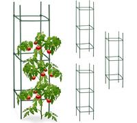Relaxdays Tuteurs, Lot de 4, HxLxP : 120 x 32 x 32 cm, Fleurs et légumes, métal, Plastique, Aide à la Croissance, Vert
