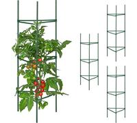 Relaxdays Tuteurs, Lot de 4, H x L x P :90 x 32 x 32 cm, Fleurs et légumes, métal, Plastique, Aide à la Croissance, Vert