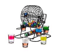 Relaxdays Jeu de cage de bingo avec manivelle et support pour bingo - 6 verres à shot - 48 balles - Jeu de fête amusant - Coloré
