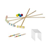 Relaxdays Crochet 4 Joueurs Enfant & Adulte Kit Complet avec Sac Croquet Bois Naturel 75 cm