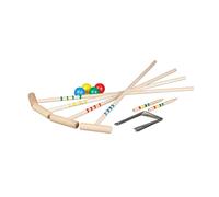 Relaxdays Jeu de Croquet en Bois, 4 Joueurs, Enfants et Adultes, Set Complet avec Sac, maillets, Plusieurs Couleurs