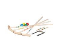 Relaxdays Jeu de Croquet en Bois, 4 Joueurs, Enfants et Adultes, Set Complet avec Sac, maillets, Plusieurs Couleurs