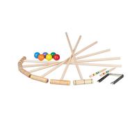 Relaxdays Jeu de Croquet en Bois, 6 Joueurs, Enfants et Adultes, Set Complet avec Sac, maillets, Plusieurs Couleurs