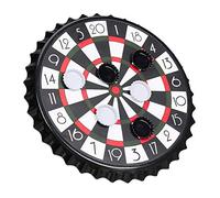Relaxdays Jeu de fléchettes à capsules, cible magnétique, soirée, à boire, avec 6 pièces, diamètre de 25 cm, noir, 10023506