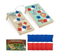 Relaxdays Jeu de lancer Cornhole, dimensions : 18 x 29 x 58 cm, 10 sacs à lancer, intérieur et extérieur. multicolore