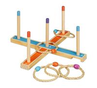Relaxdays Jeu de Lancer d’Anneaux, Loisir pour Petits et Grands, avec 5 Cercles, intérieur et extérieur, Multicolore