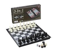 Relaxdays Jeu de société 3 en 1, échecs, Dames, Backgammon, magnétique, L x P 32 x 32 cm, Pliable, Noir et Blanc