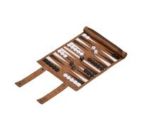 Relaxdays Set Complet pour Jouer au Backgammon, à Enrouler, Dimensions Plateau LP : 32x26 cm, Similicuir, Marron