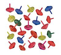 Relaxdays Jeu en Lot de 24, toupie en Bois, idée Cadeau, pour Anniversaire d’Enfants (Filles et garçons), Multicolore