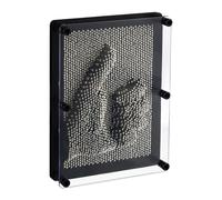 Relaxdays Sculptures clous 3D Métal pin Art esprit créatif détente 13 x 18 cm Tableau à clous Empreinte main visage tige métallique Effet relief Mural sculpture cadre, noir