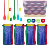 Relaxdays Jeux pour Enfants : Course en Sac, Course à l’œuf, Course à 3 Pattes, 24 médailles, extérieur, Set Multicolore
