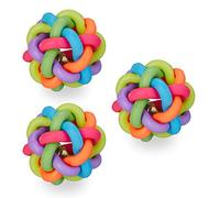 Relaxdays Jouet pour Chat et Chien en Lot de 3, Balle avec Clochette à l’intérieur, diamètre : 6,5 cm, Multicolore