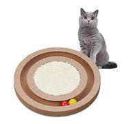 Relaxdays Jouet pour Chat, MDF et sisal, Plateau, griffoir, Occupation, Piste à Boules, diamètre 27,5 cm, Nature