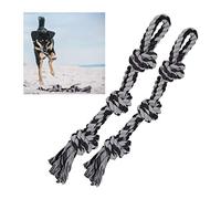 Relaxdays Jouet pour Chiens en Corde, Lot de 2, Accessoire pour Grands canins, Robuste, à mâcher, 70 cm, Noir/Gris
