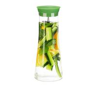 Relaxdays 10023434 Carafe Cylindre, cruche 1 Litre, INOX, pichet en Verre, jus, thé glacé, Eau, Bec verseur, Transparent, élément