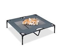 Relaxdays Karlie Lit surélevé pour Chien en métal et Plastique Gris 20 x 92 x 76 cm Charge Max. 35 kg 20 x 92 x 76 cm