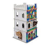 Relaxdays Katzenburg, 3 étages, château pour Chats, Blanc