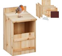 relaxdays Kit de construction d'un nichoir pour oiseaux semi-cavernicoles
