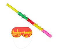 relaxdays Kit de Pinata, bâton et Masque, Enfants et Adultes, Batte avec Bandeau, Papier, 50 cm de Long, fêtes, coloré