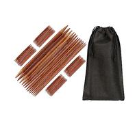 Relaxdays Kit en Bambou pour Tricot, 75 Aiguilles à Double Embout Pointe, 15 épaisseurs : 2 à 10 mm, avec Sac, Nature