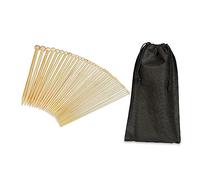 Relaxdays Kit en Bambou pour Tricotage, 36 Aiguilles à Boule, 18 Tailles de 2 à 10 mm, avec Sac, Nature