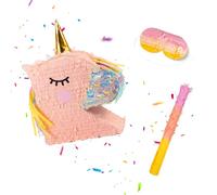 Relaxdays Kit piñata licorne, bâton et masque