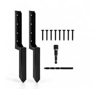 Relaxdays Kit réparation poteau clôture, noir | lot de 2, 85,4 cm, ancrage poteau incliné, acier, support
