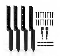 Relaxdays Kit réparation poteau clôture, noir | lot de 4, 85,4 cm, ancrage poteau incliné, acier, support