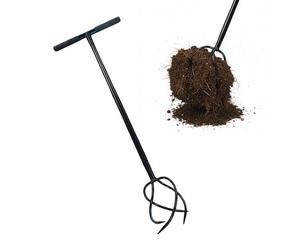 Relaxdays Kralle de Jardin avec Manche, 4 Dents, poignées antidérapantes, 100 cm, désherbeur et cultivateur, Acier, Noir