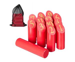 Relaxdays Kubb en bois rouge avec sac